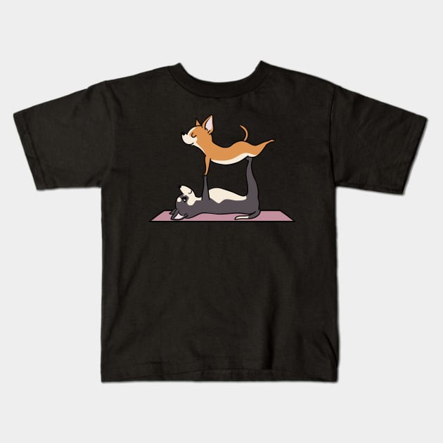 Acroyoga Chihuahua Kids T-Shirt by huebucket